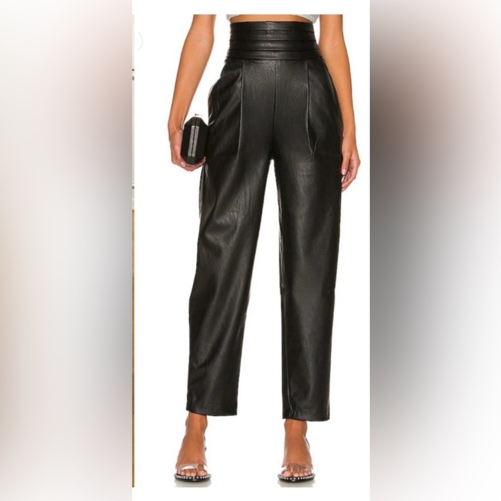 NONchalant Revolve Phoenix Vegan Leather Tuxedo Pant Black Size Large